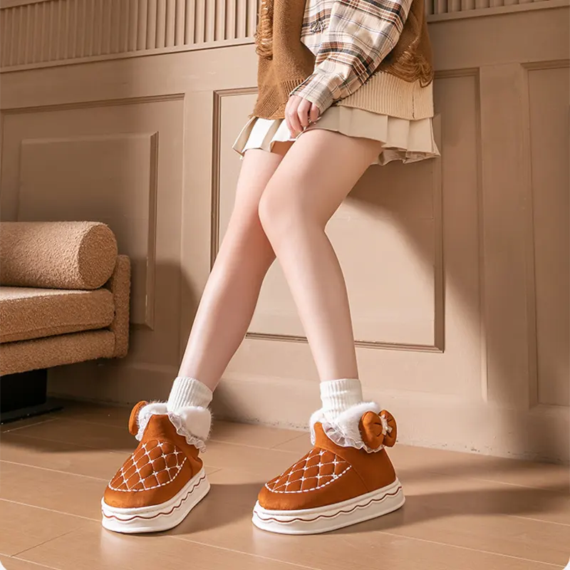 Lace Bow Snow Boots