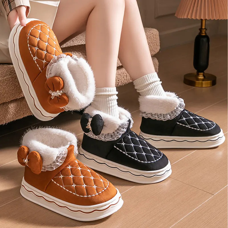 Lace Bow Snow Boots